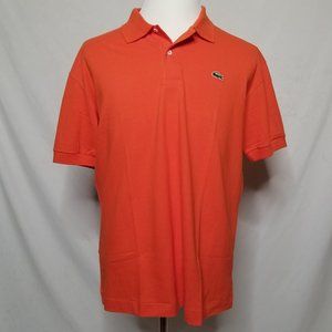 Lacoste Mens Sz 6 Polo Shirt Orange Short Sleeve